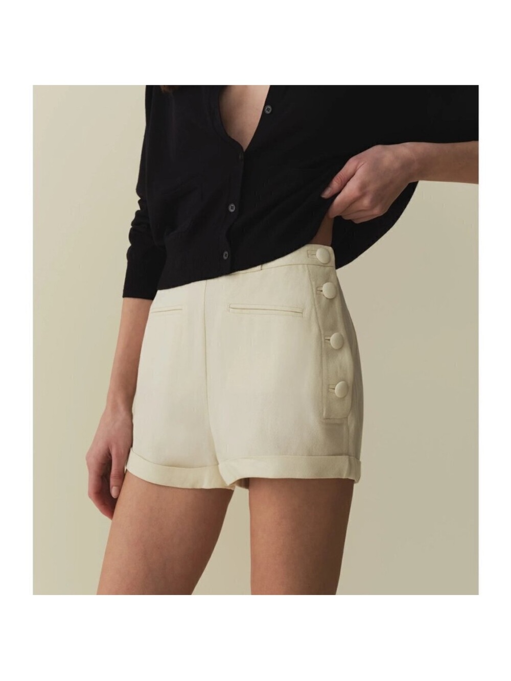 Doen Avon High Rise Linen Blend Sailor Shorts in Magnolia size 10 NEW NWT